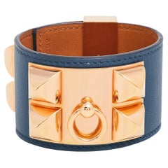 Hermes Collier De Chien Leather Gold Plated Metal Bracelet