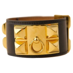 Hermès Collier De Chien Bracelet en cuir doré T2