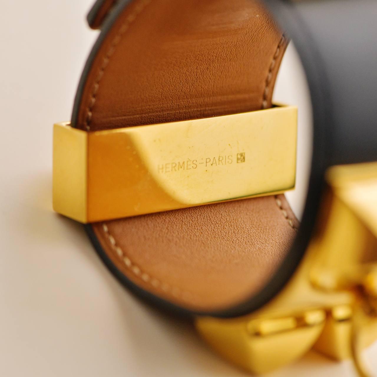 Hermès Collier De Chien Leather Golden Metal Bracelet 1