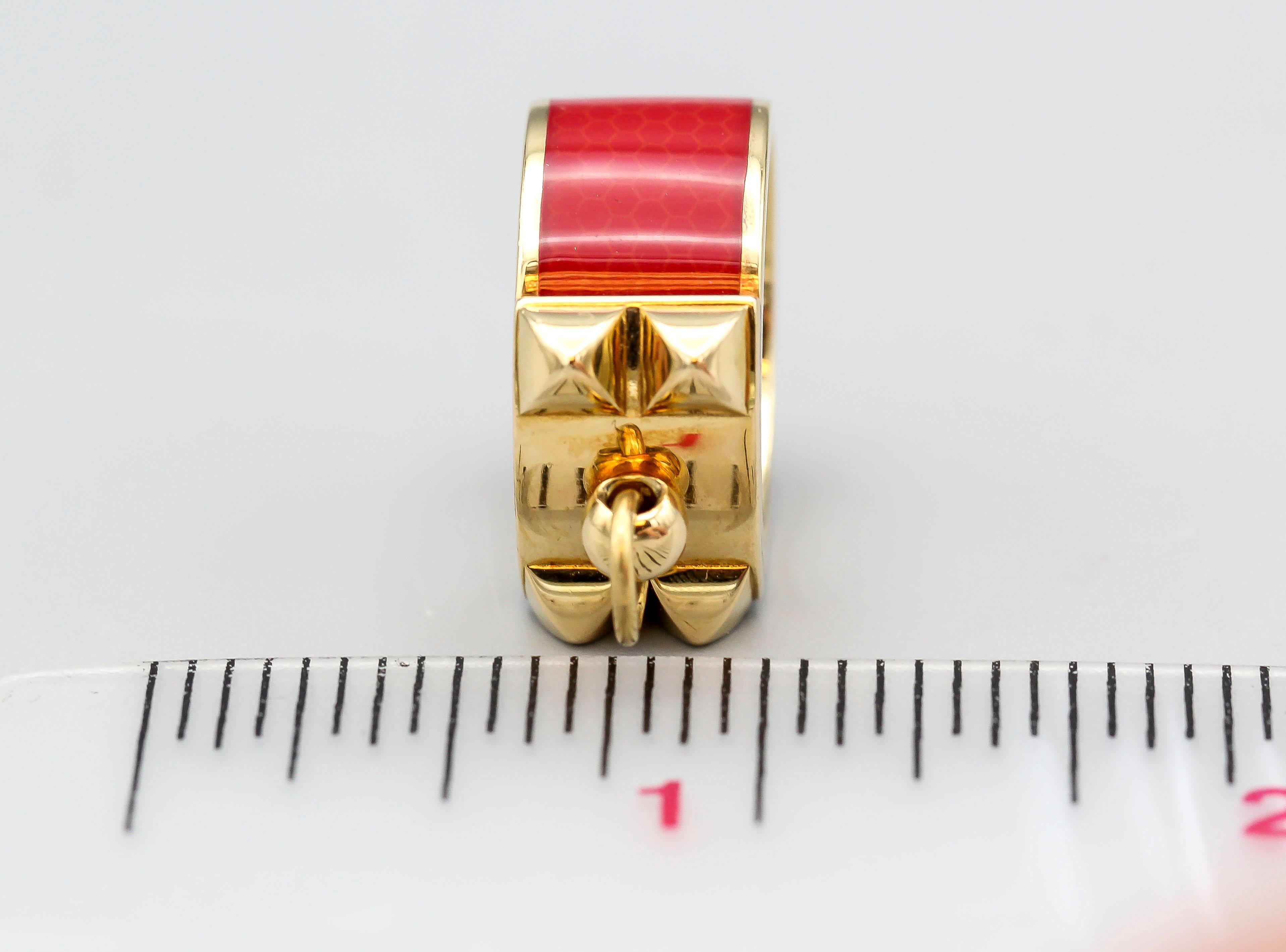 Contemporary Hermes Collier de Chien Red Enamel 18k Gold Ring