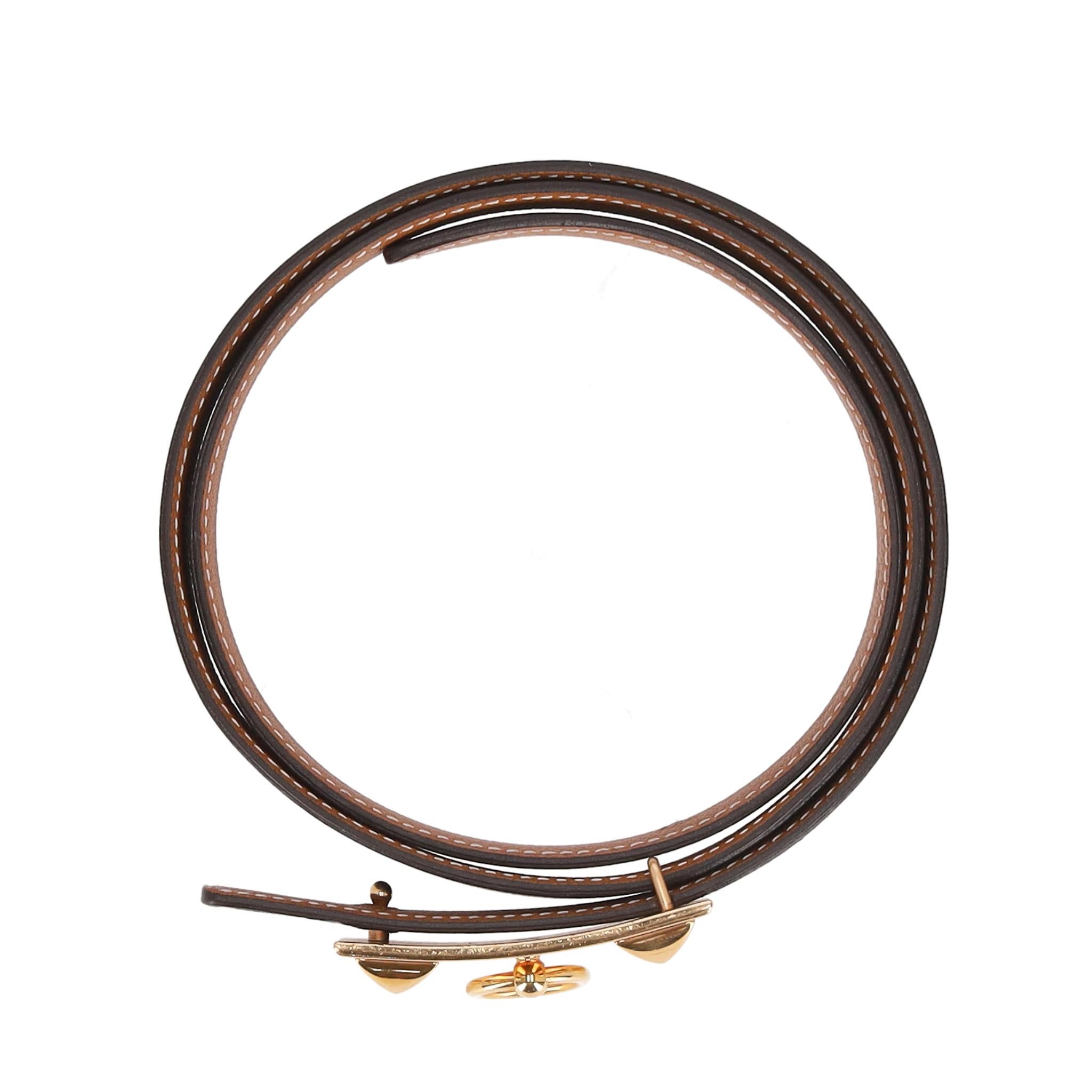 Marron Hermes Collier De Chien Ceinture en cuir réversible en vente