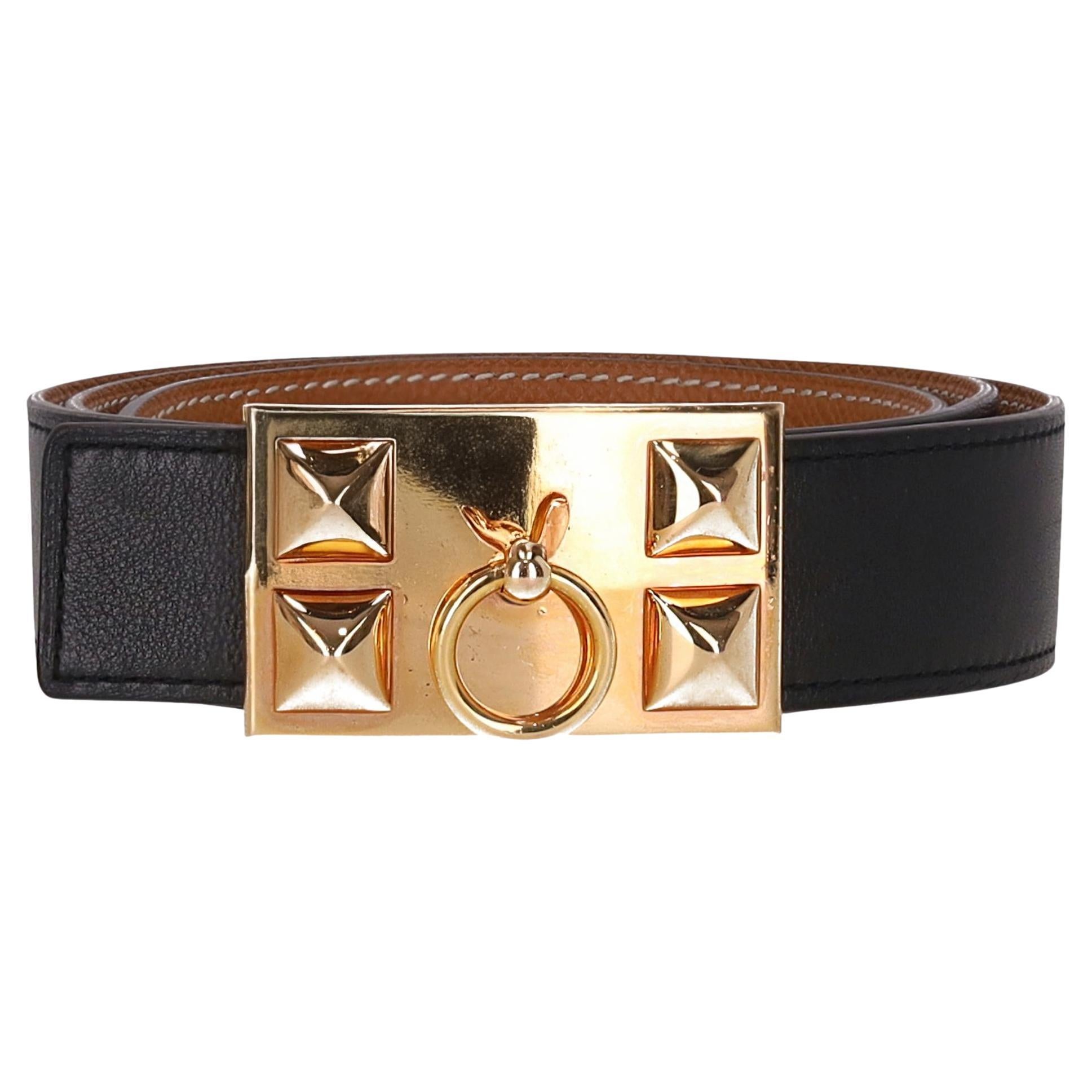 Cinturón de piel reversible Hermes Collier De Chien