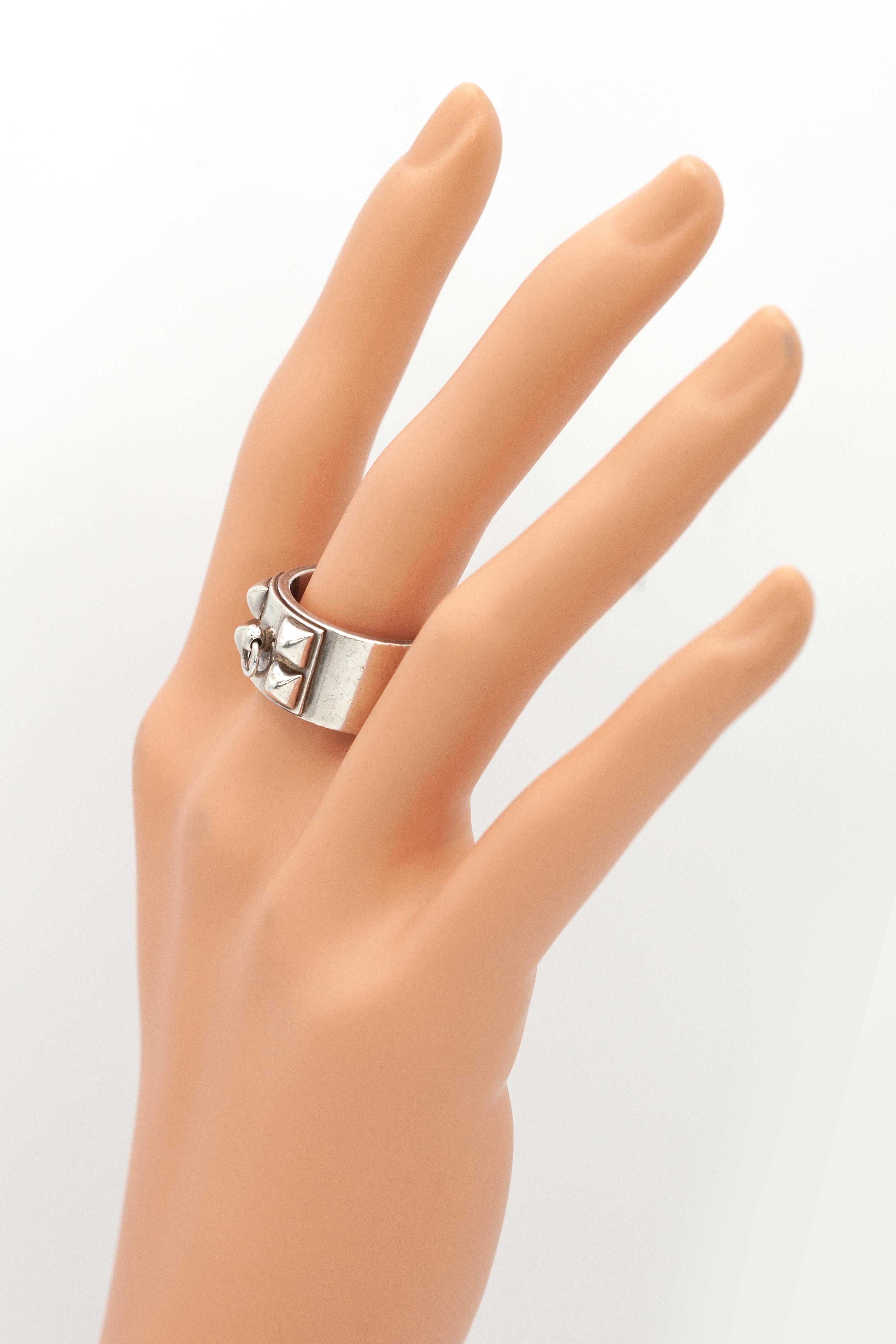 Moderno Hermès Collier de Chien Ring in Sterling Silver in vendita