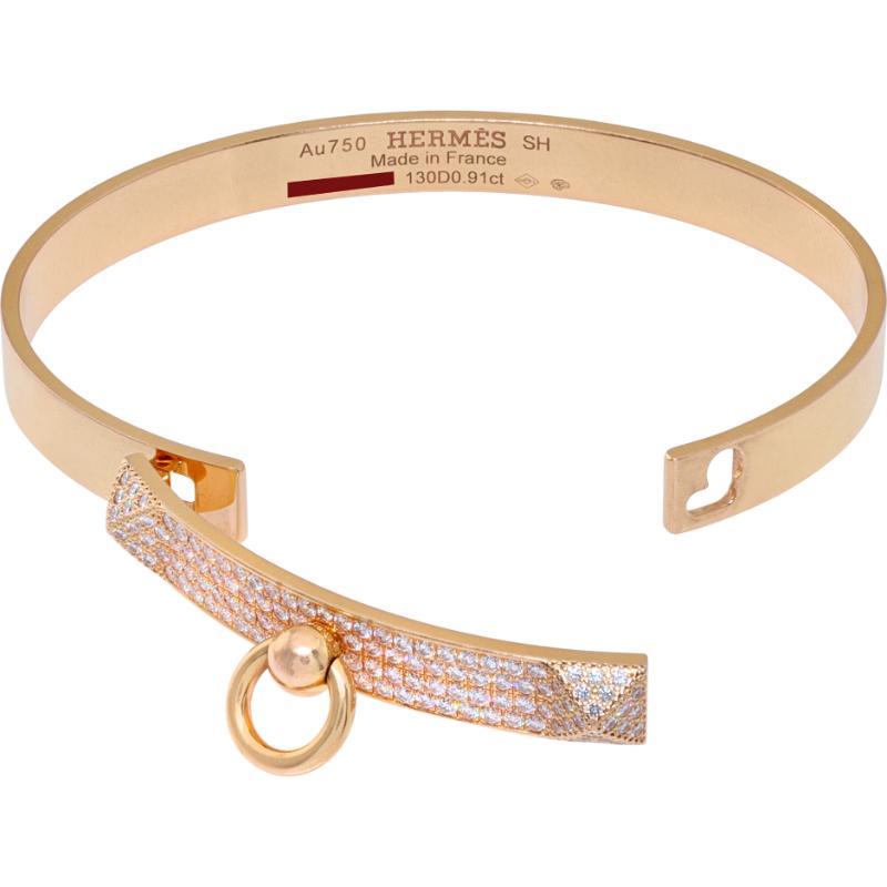 Hermès Collier de Chien Pulsera de diamantes en oro rosa en Excelente estado para la venta en Surfside, FL