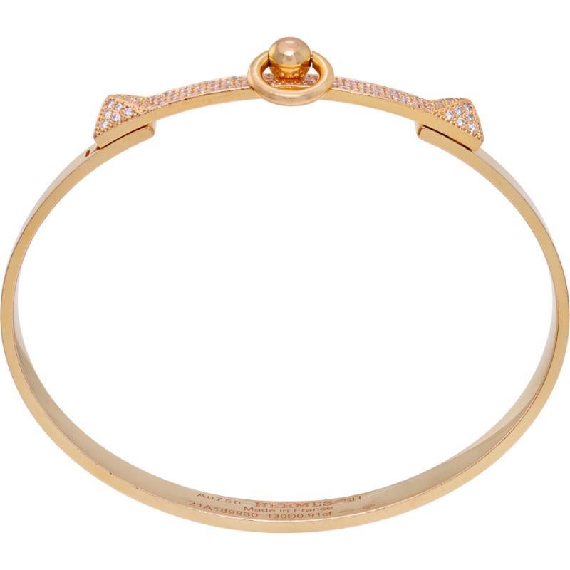 Hermès Collier de Chien Pulsera de diamantes en oro rosa en venta 2