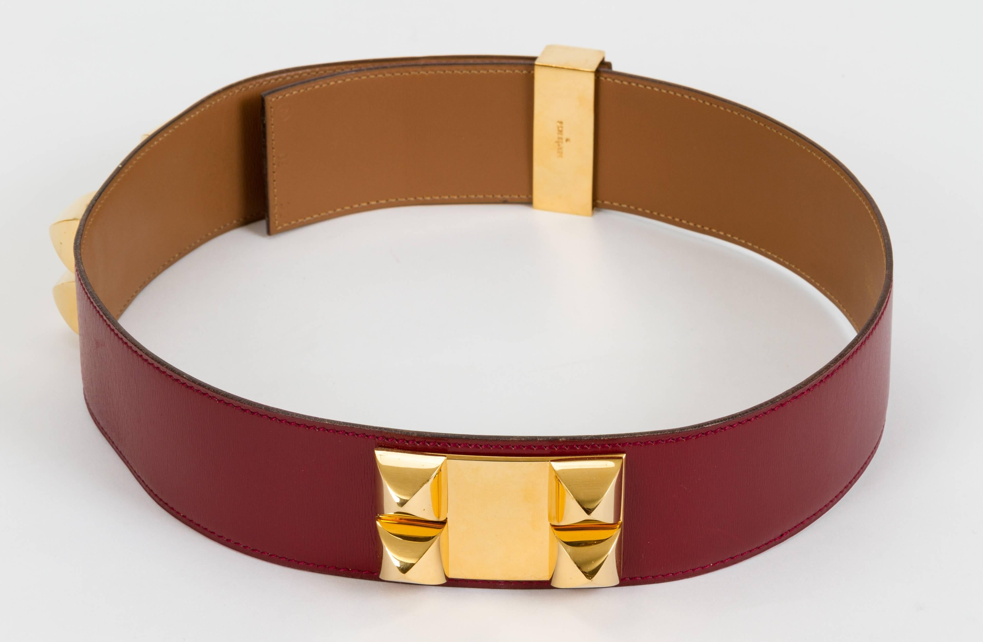 Brown Hermès Collier de Chien Rouge H 70cm Belt For Sale