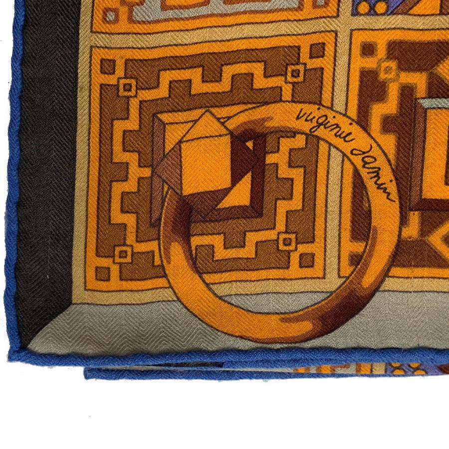 HERMES Collier de Chien Shawl in Orange Cashmere and Silk In Good Condition In Paris, FR