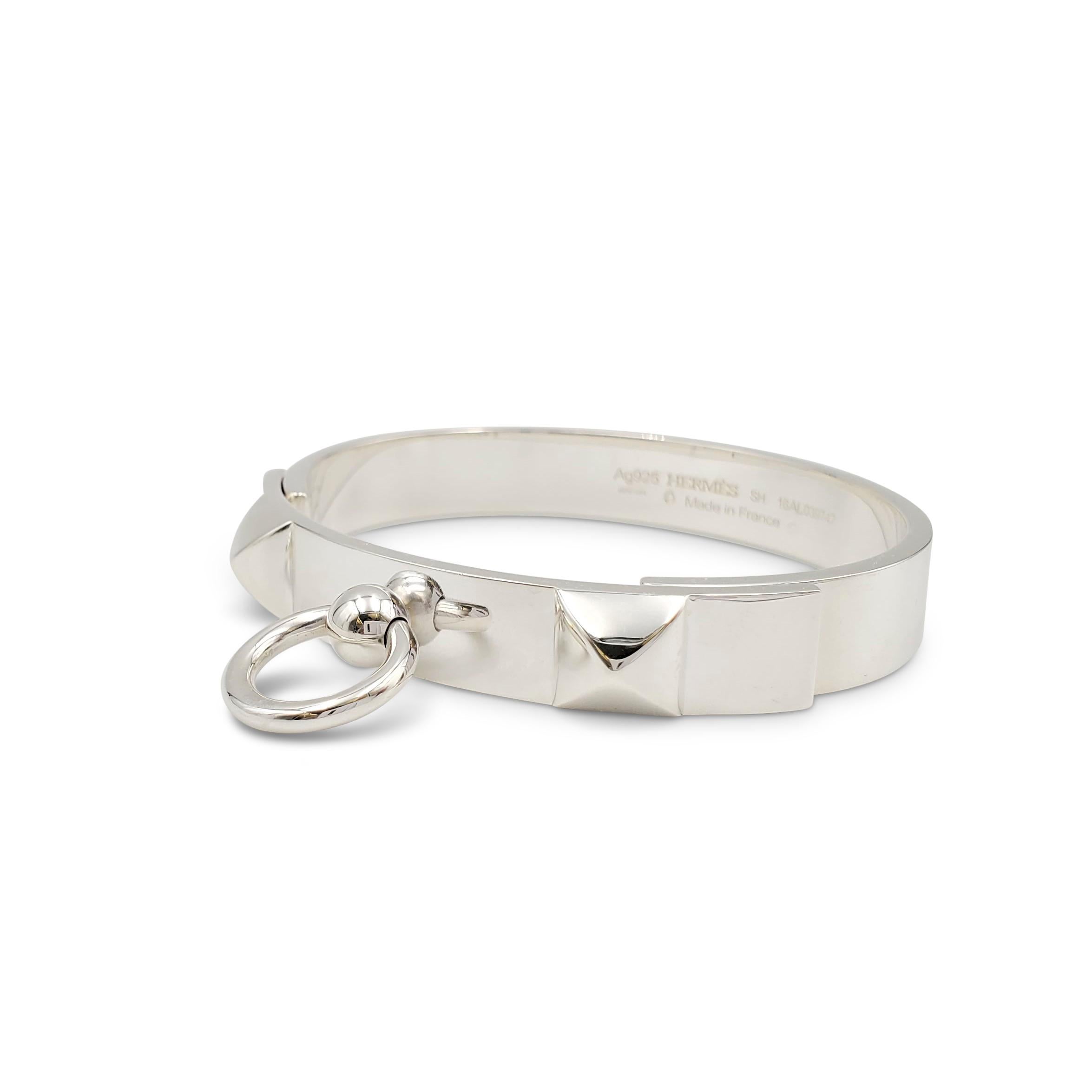 hermes collier de chien bracelet silver