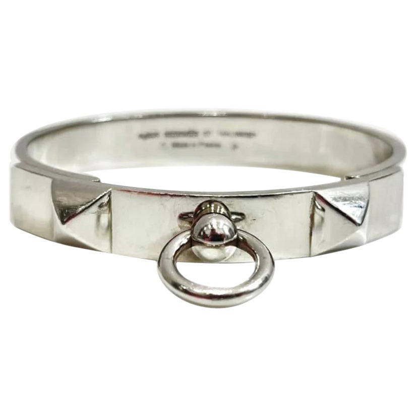 Hermes Collier De Chien Pulsera de plata de ley