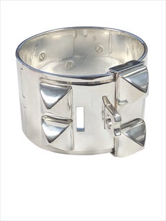 Hermès Collier de Chien Sterling Silver Large and Heavy Bangle Bracelet