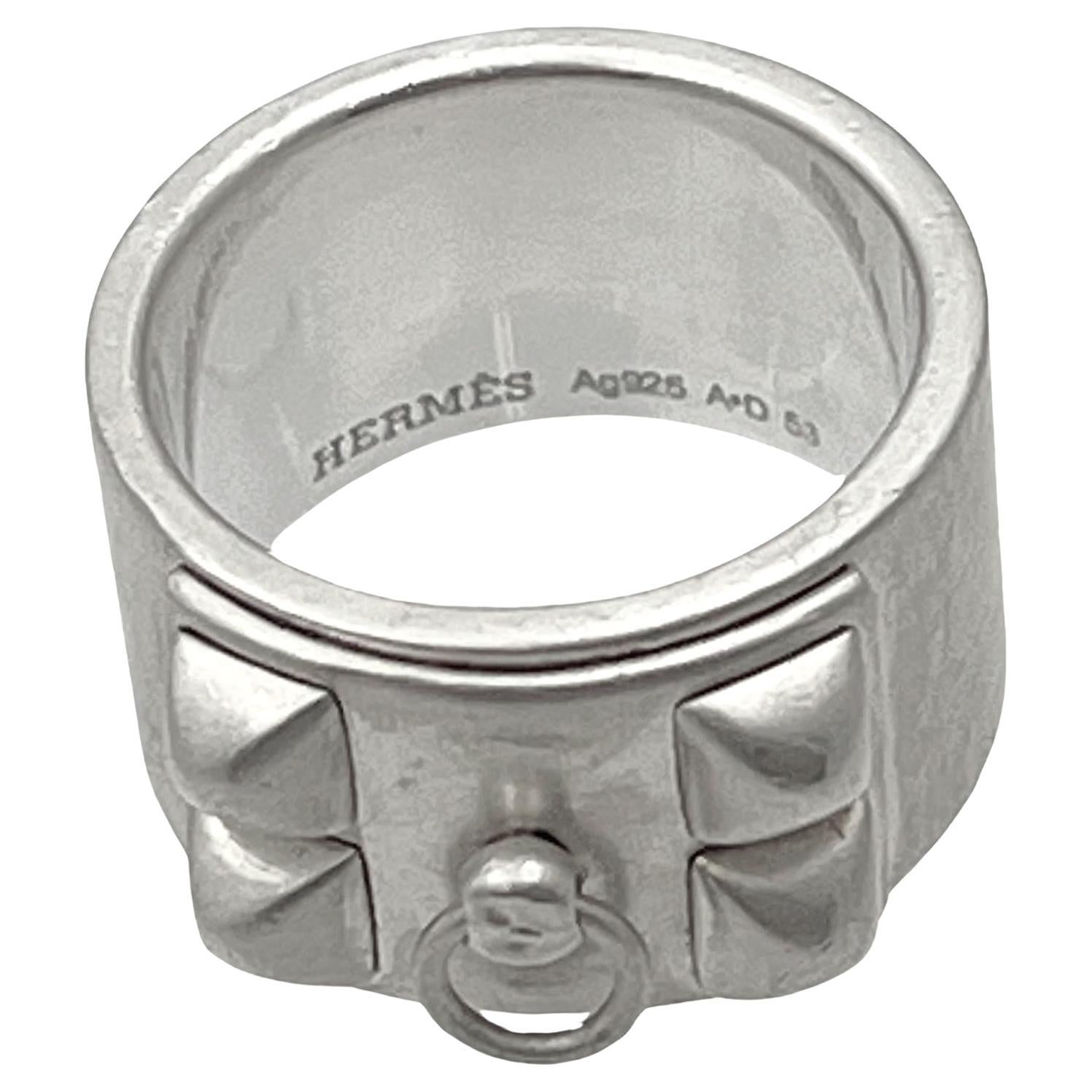 Hermès Collier De Chien Sterling Silver Ring In Excellent Condition For Sale In Palm Beach, FL