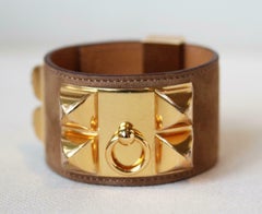 Hermès Collier de Chien Suede Bracelet With GHW