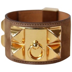 Hermès Collier de Chien Bracelet en daim avec GHW