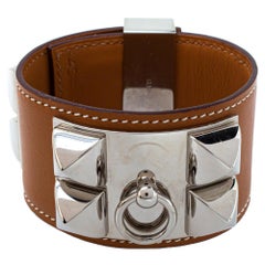 Hermès Collier de Chien Tan Brown Leather Cuff Bracelet