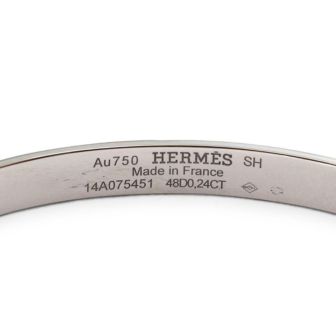 Round Cut Hermès 'Collier de Chien' White Gold Bracelet, Small Model