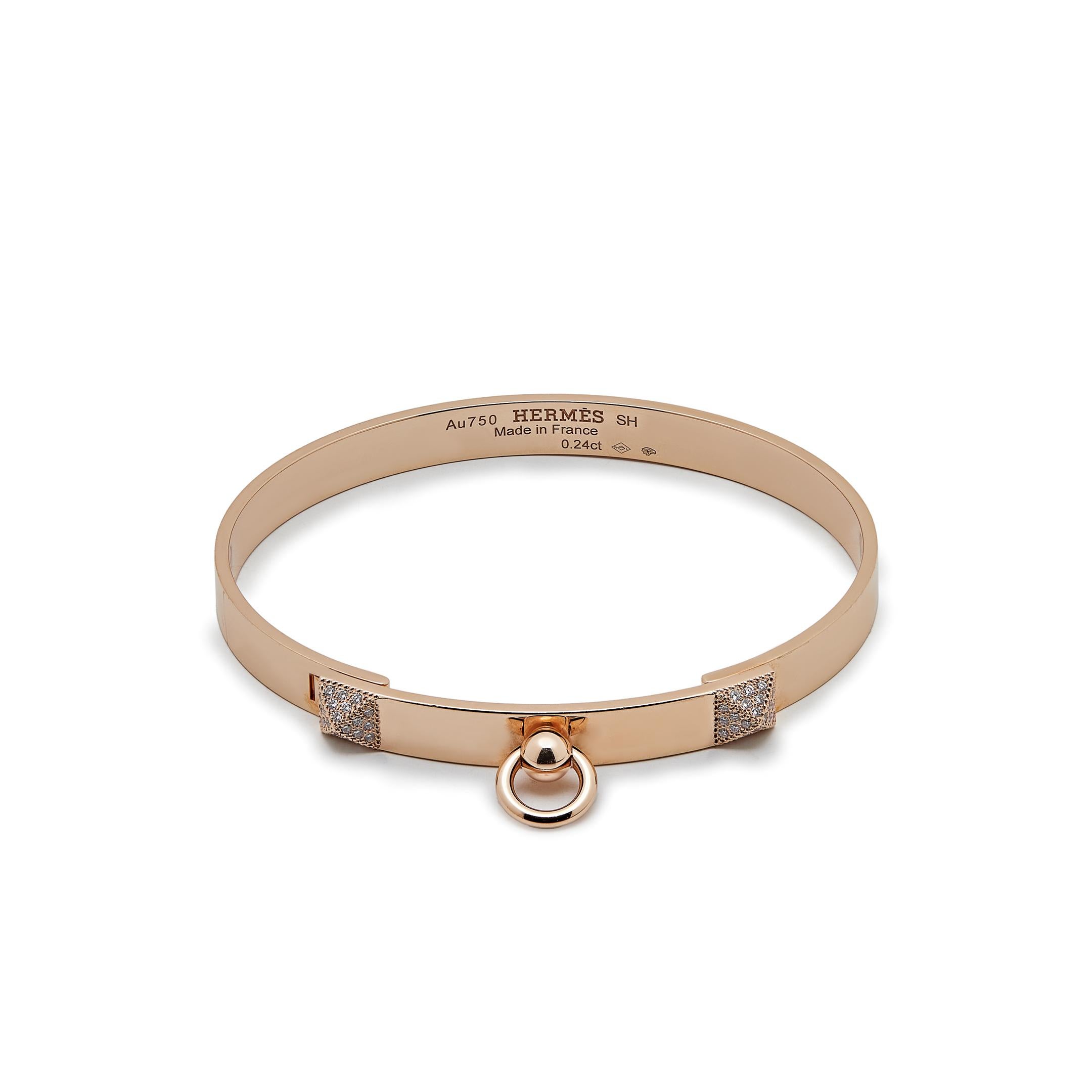 Hermés Collier de Chien Rose Gold Bracelet In Excellent Condition For Sale In New York, NY