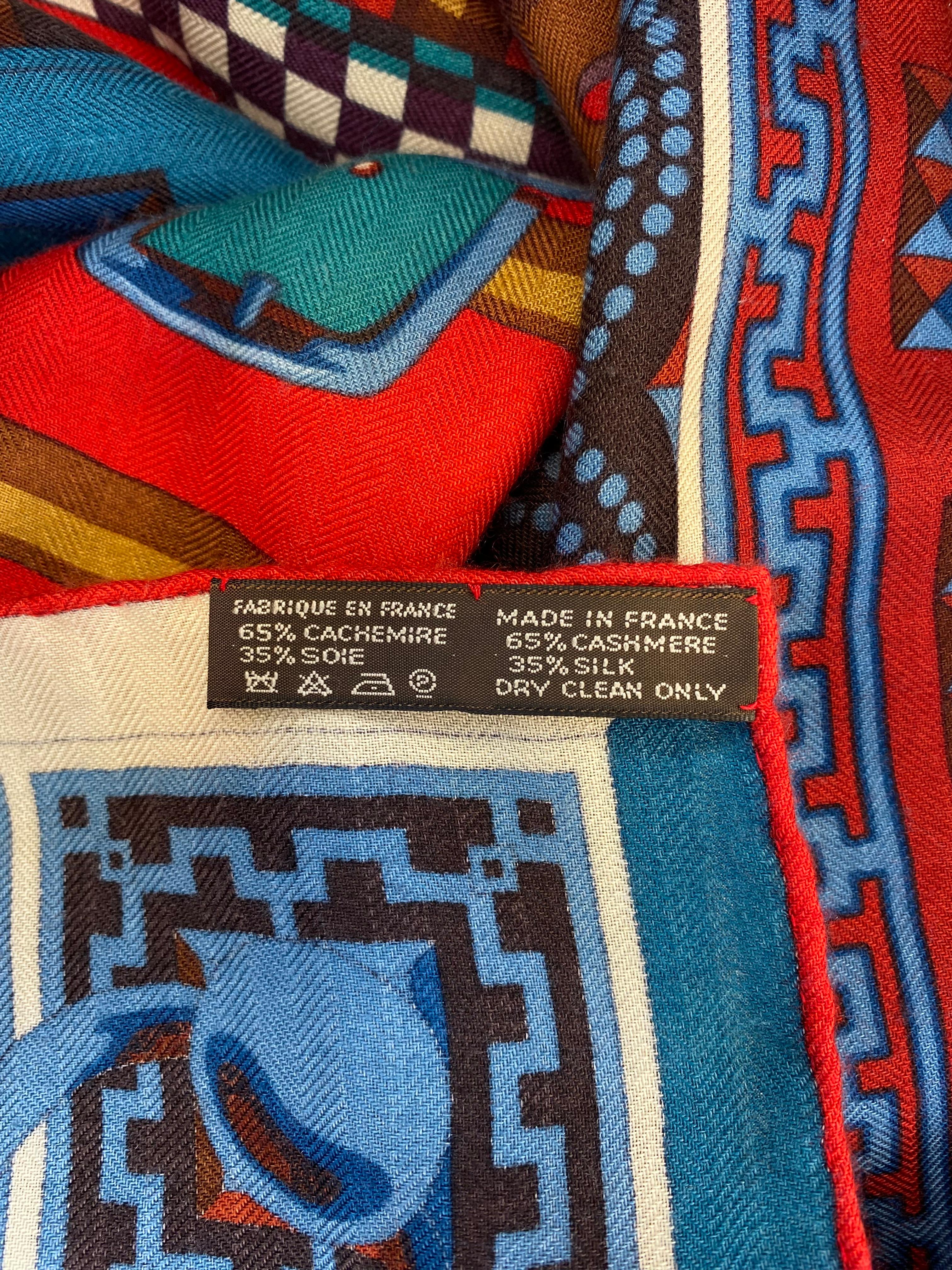 Hermes Colliers de Chiens Cashmere / Silk Shawl - 140cm en venta 1