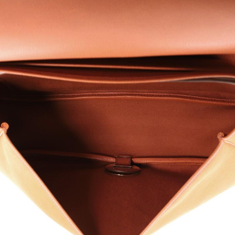 Brown Hermes Colorado Handbag Leather and Toile GM