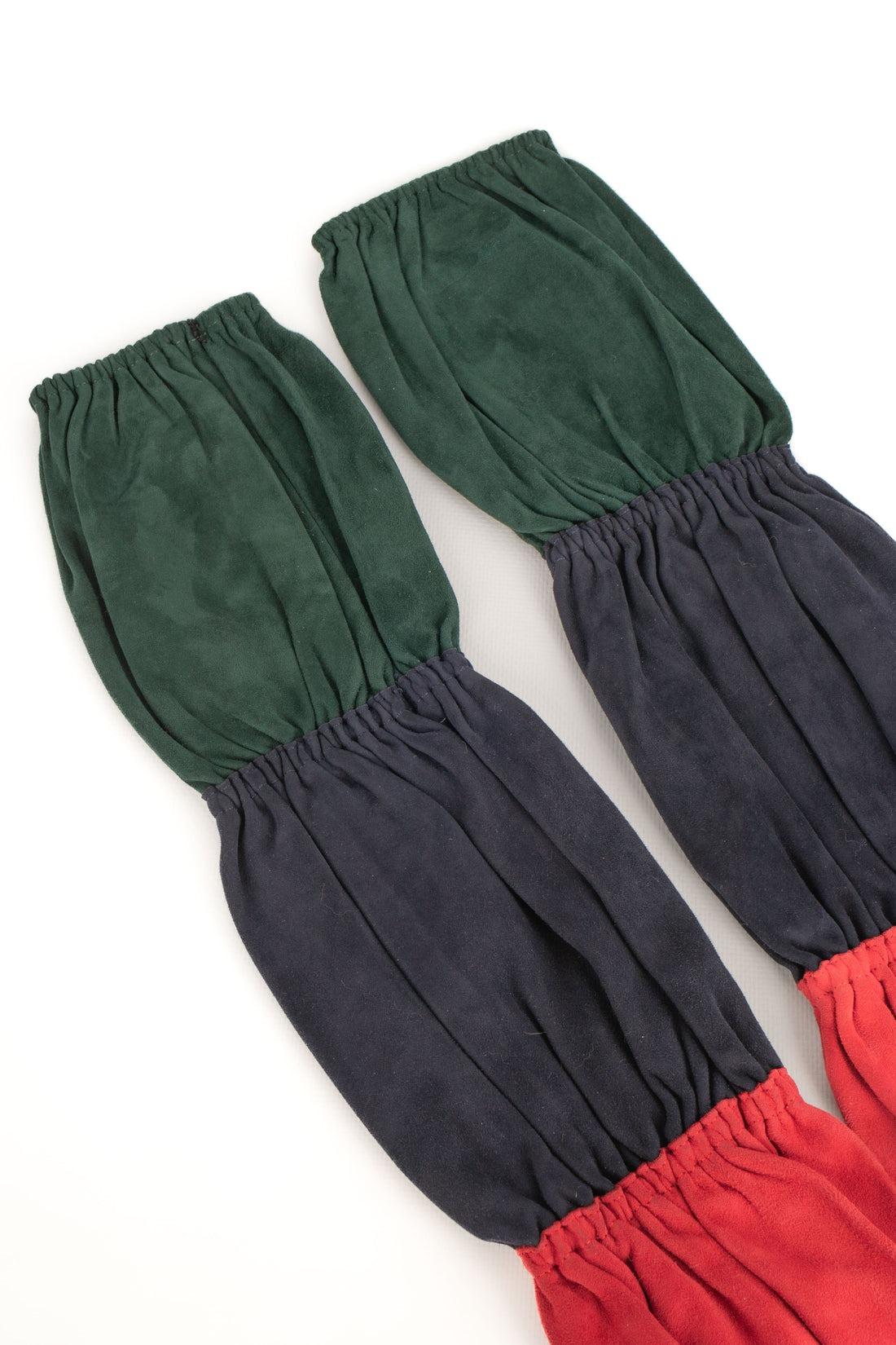 Black Hermès Colorful Long Leather Gloves For Sale
