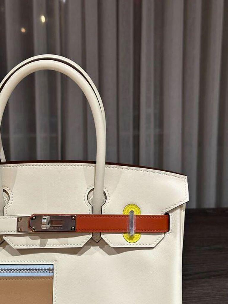 Hermès Birkin 30 Nata, Chai et Cuivre Colormatic Swift Palladium Hardware en vente 1