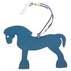 Hermès Colvert/Anemone Epsom and Togo Leather Petit H Hermy Horse Bag Charm
