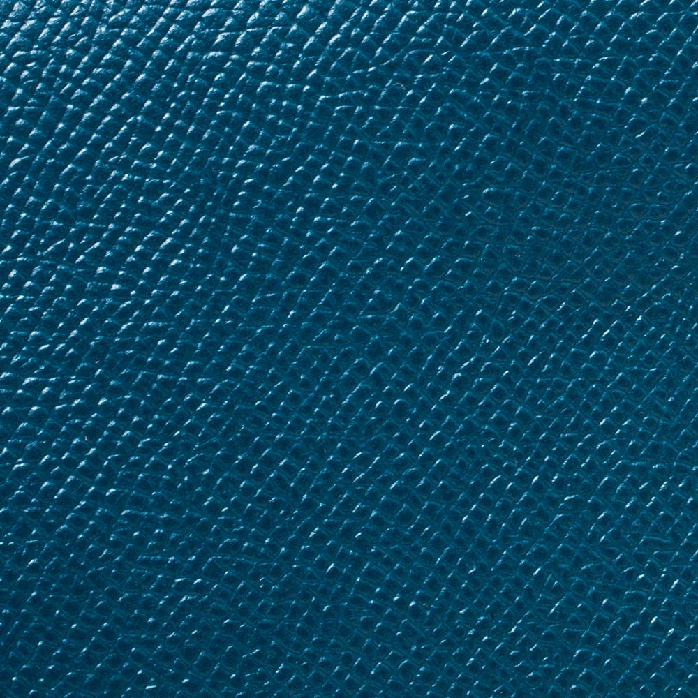 Blue Hermes Colvert/Khaki Epsom Leather Calvi Pouch GM