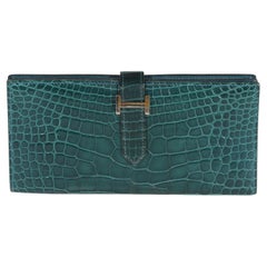 Hermès Colvert Portefeuille Béarn Alligator Mat PHW