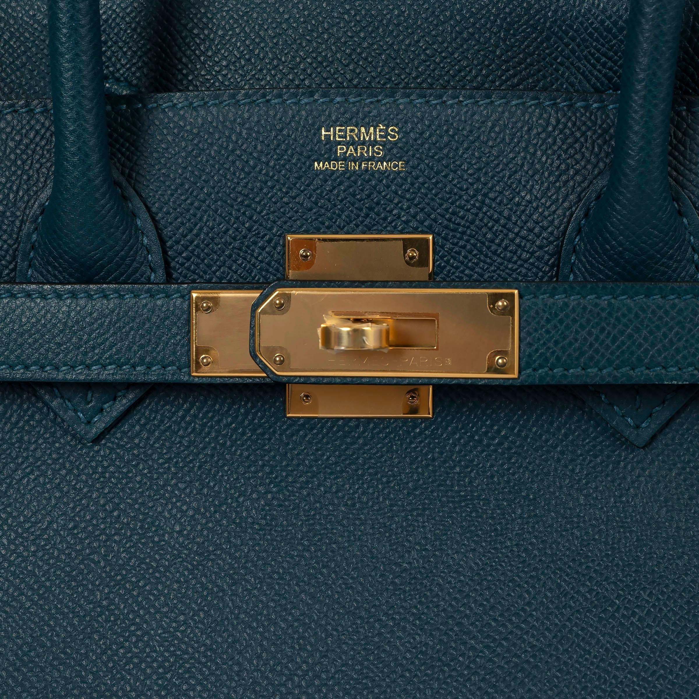HERMES Colvert petrol Epsom leather BIRKIN 30 Bag Ghw 2