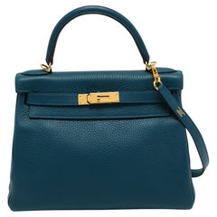 Hermes Kelly Bag 28 Retourne in Midnight blue leather **Authentic &  Verified** ✅