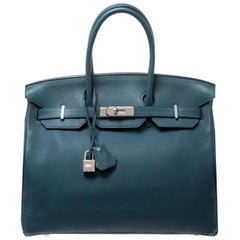 Hermès - Sac Birkin 35 en cuir Colvert Togo avec matériel Palladium