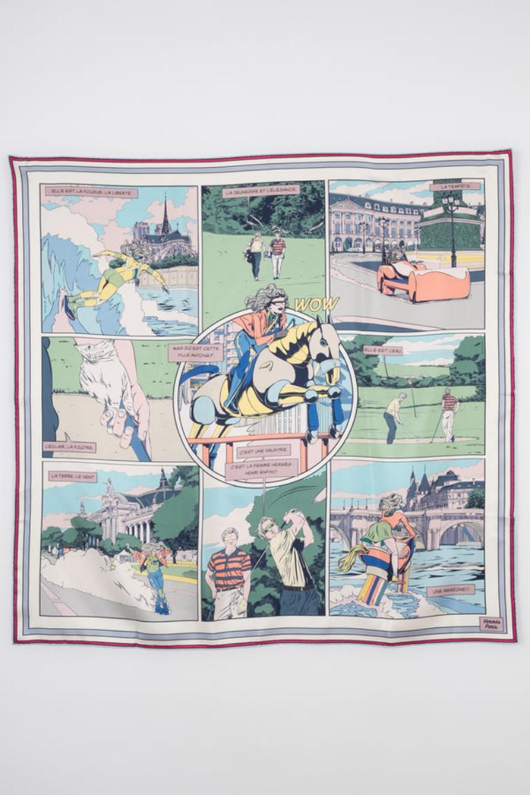 Hermès - (Made in France) Dual-sided silk foulard with the 