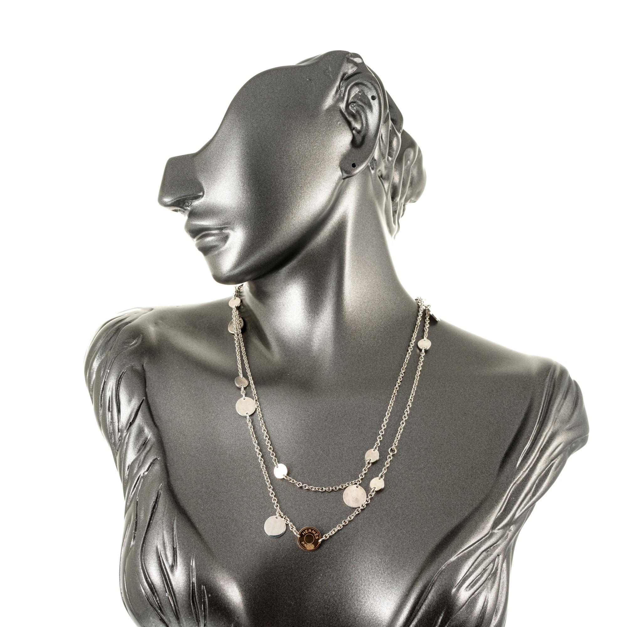 Hermes Confettis - Long collier en or rose et argent 1
