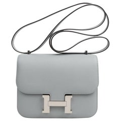 Hermes Constance 18 Bag Blue Glacier Epsom Palladium Hardware New