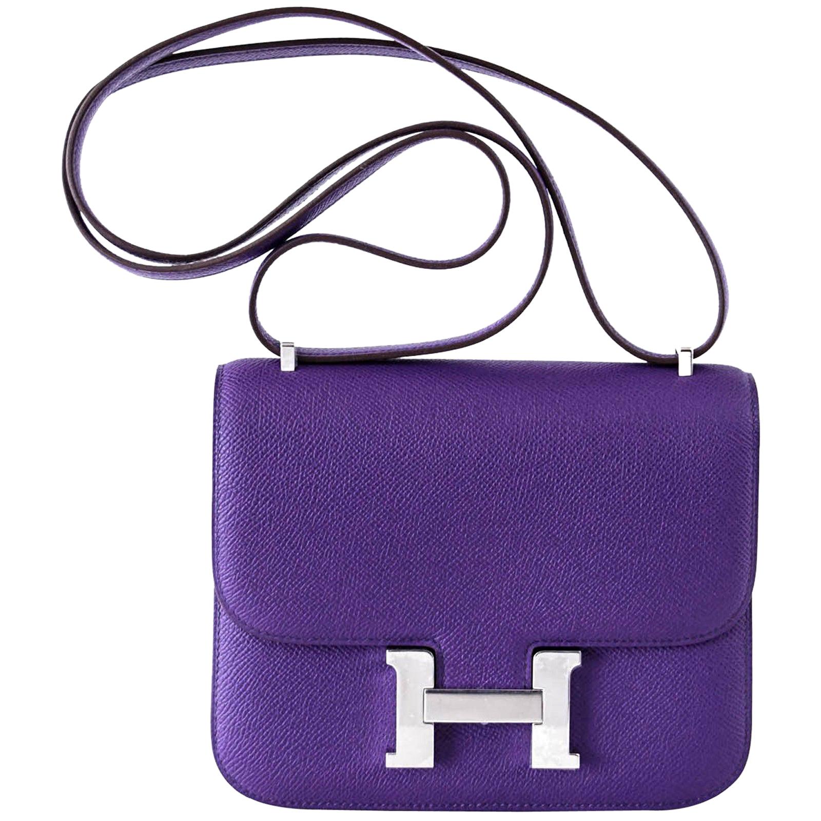 Hermes Constance 18 Bag Crocus Purple Epsom Leather Palladium Very Rare 1