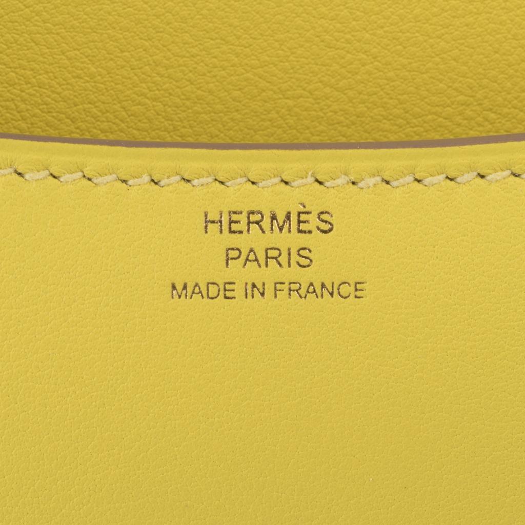 Hermes Constance 18 Tasche Lime Swift mit Goldbeschlägen, selten im Angebot 7