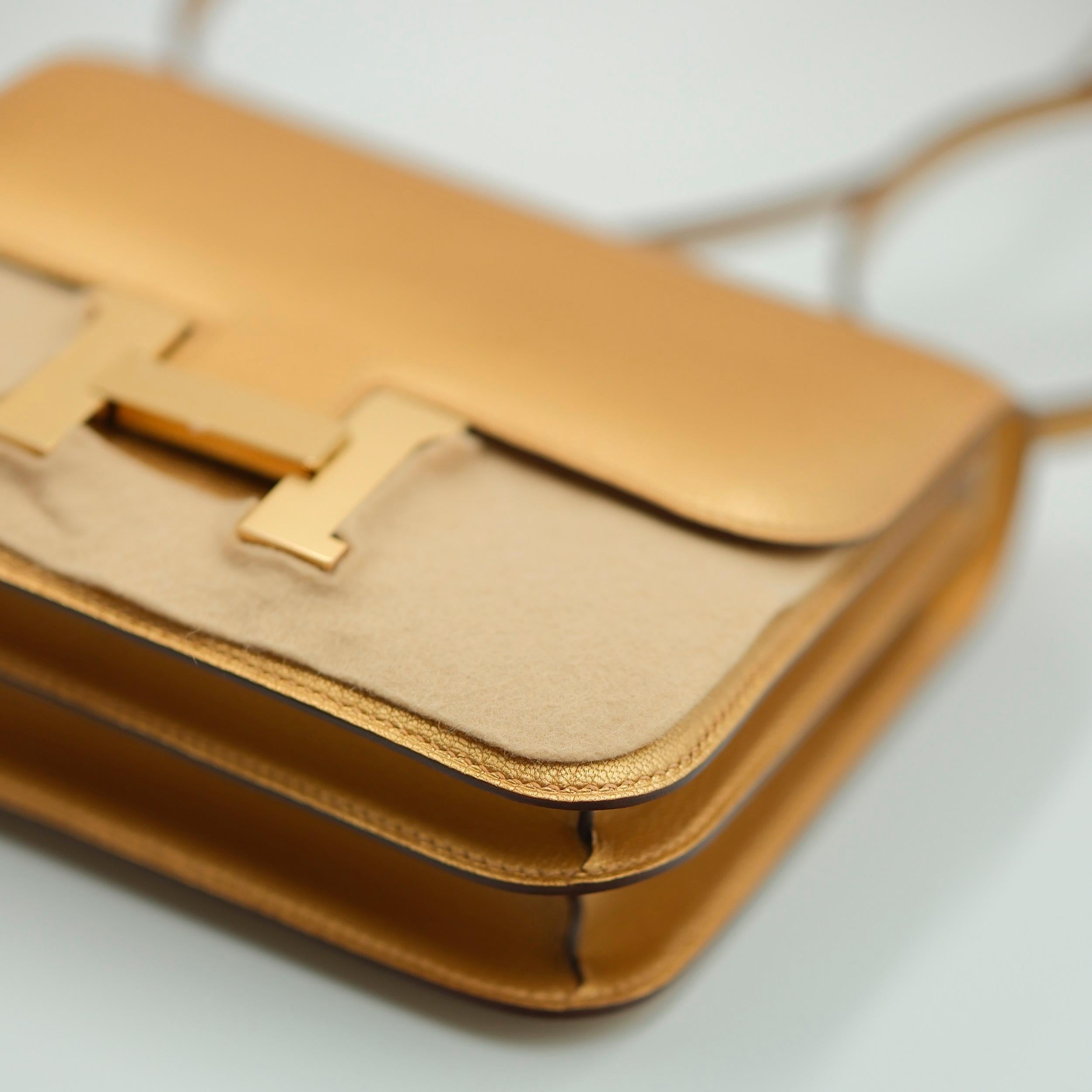 Marron Hermes Constance 18 Dore Chevre Chamkilight Permabrass Hardware en vente
