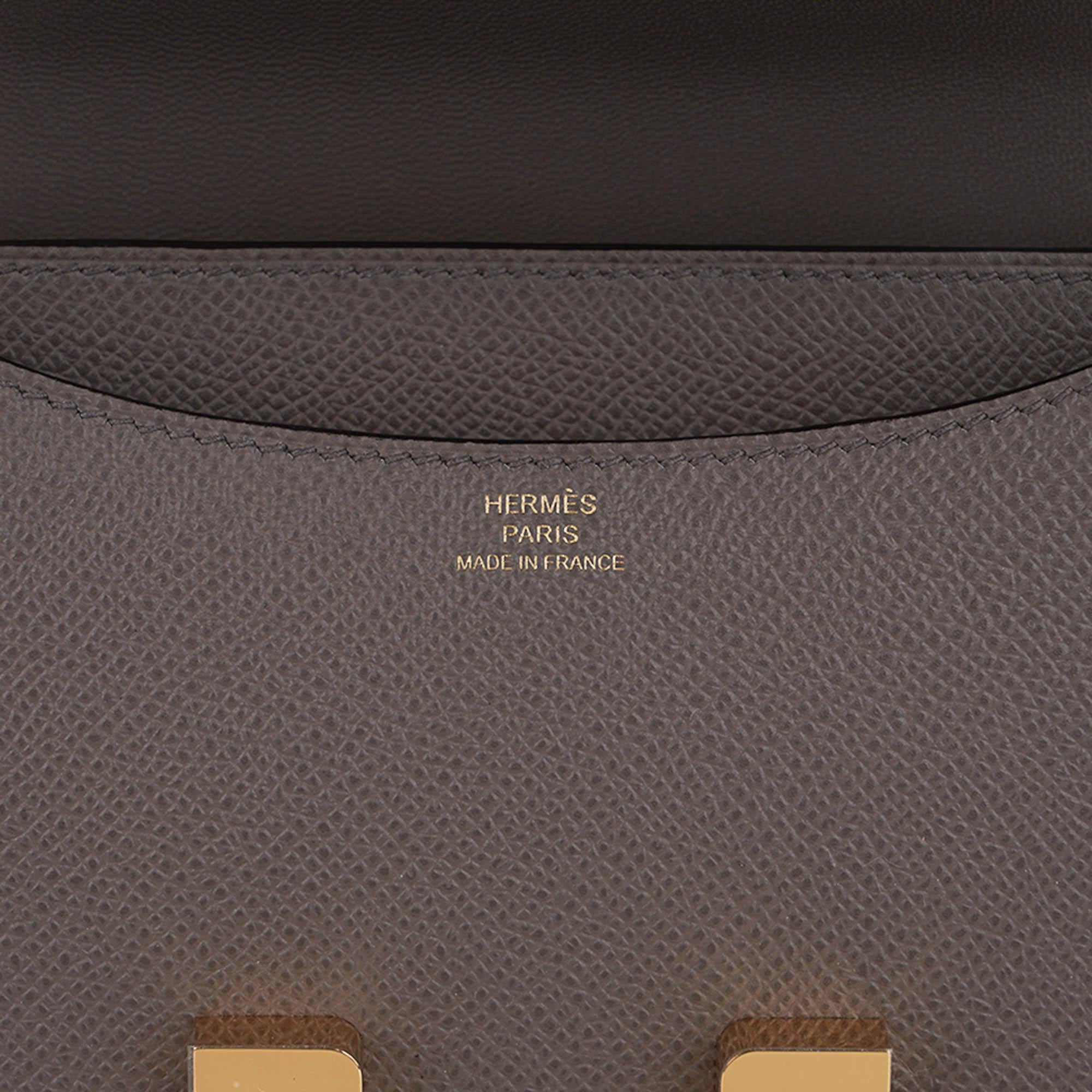 Hermes Constance 18 Etain Mini Bag Gold Hardware Epsom Leather In New Condition In Miami, FL