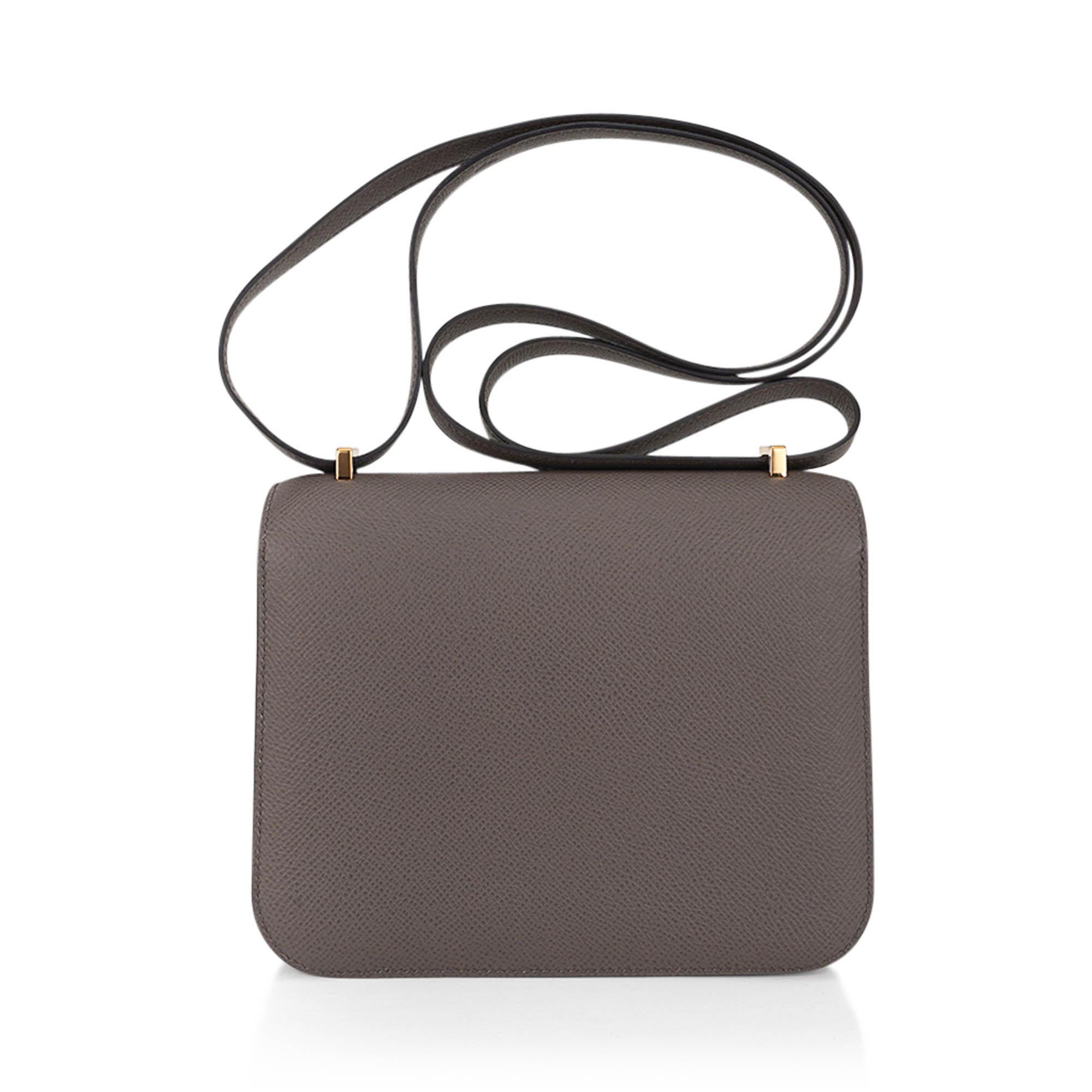 Women's Hermes Constance 18 Etain Mini Bag Gold Hardware Epsom Leather