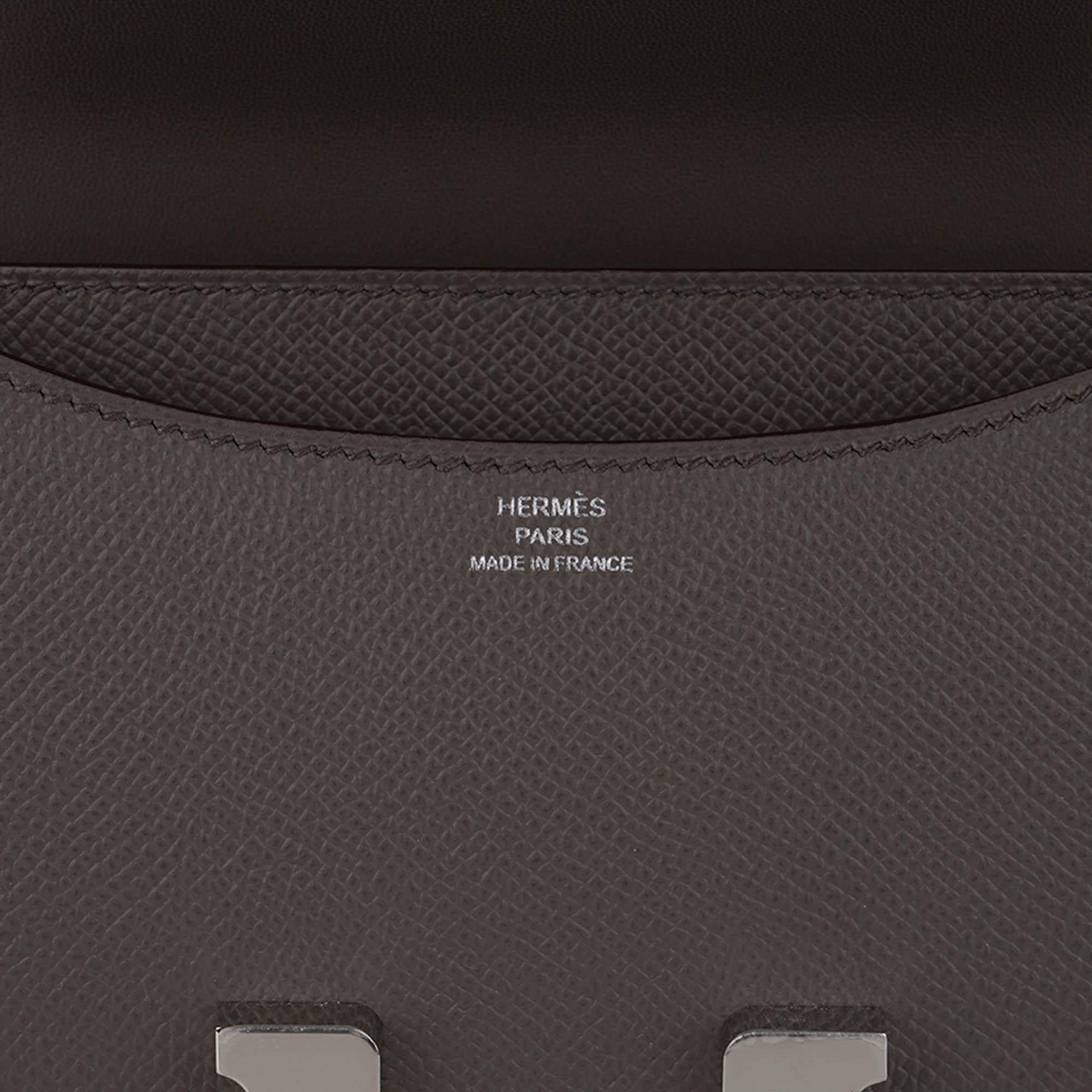 Women's Hermes Constance 18 Etain Mini Bag Palladium Hardware Epsom Leather