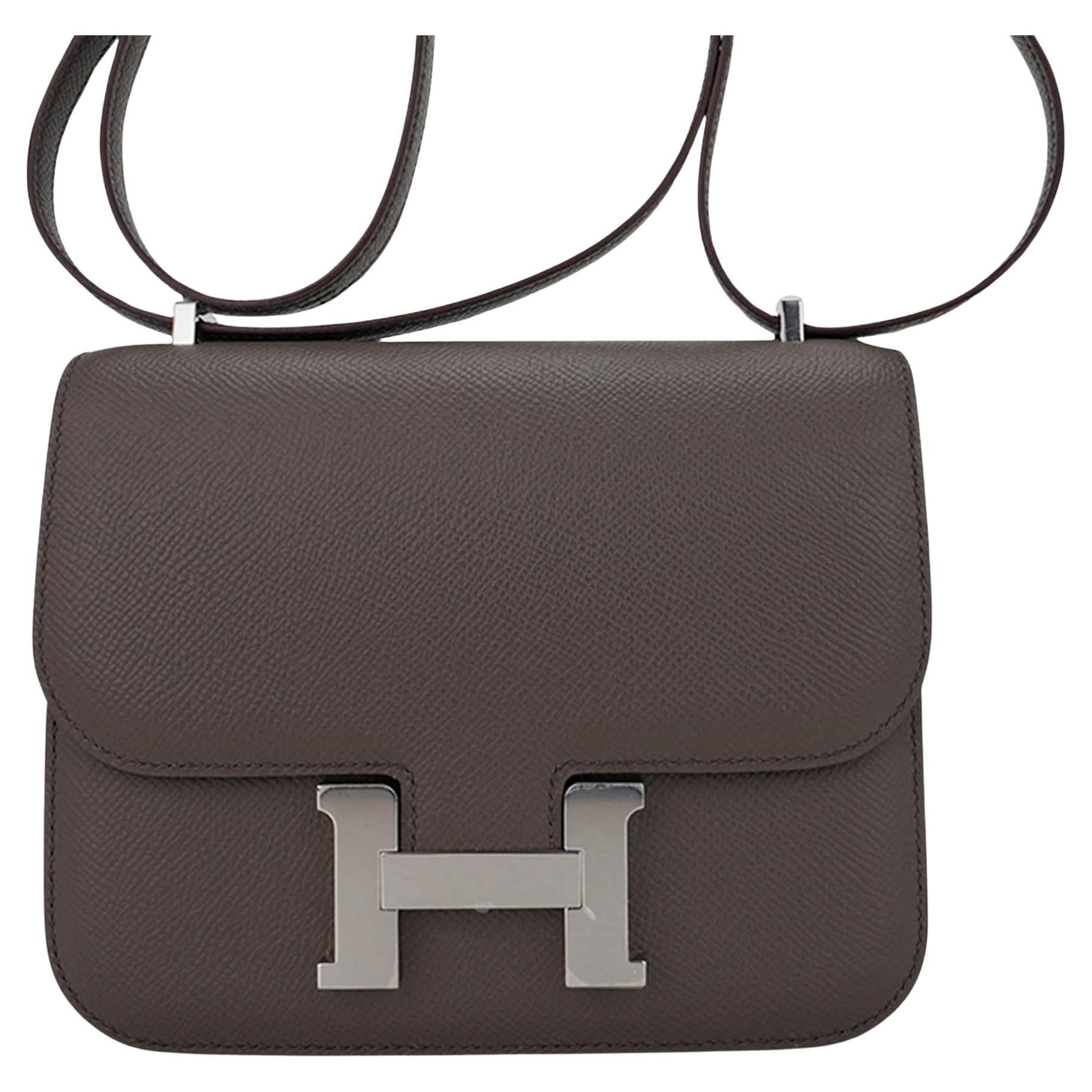 Hermes Constance 18 Etain Mini Bag Palladium Hardware Epsom Leather