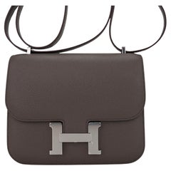 Hermes Constance 18 Etain Mini Tasche Palladium Hardware Epsom Leder