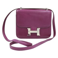 Hermes Constance 18 handbag in purple leather.