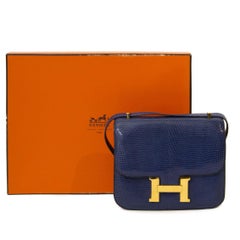 Hermès Constance 18 Lezard Bleu Saphir GHW