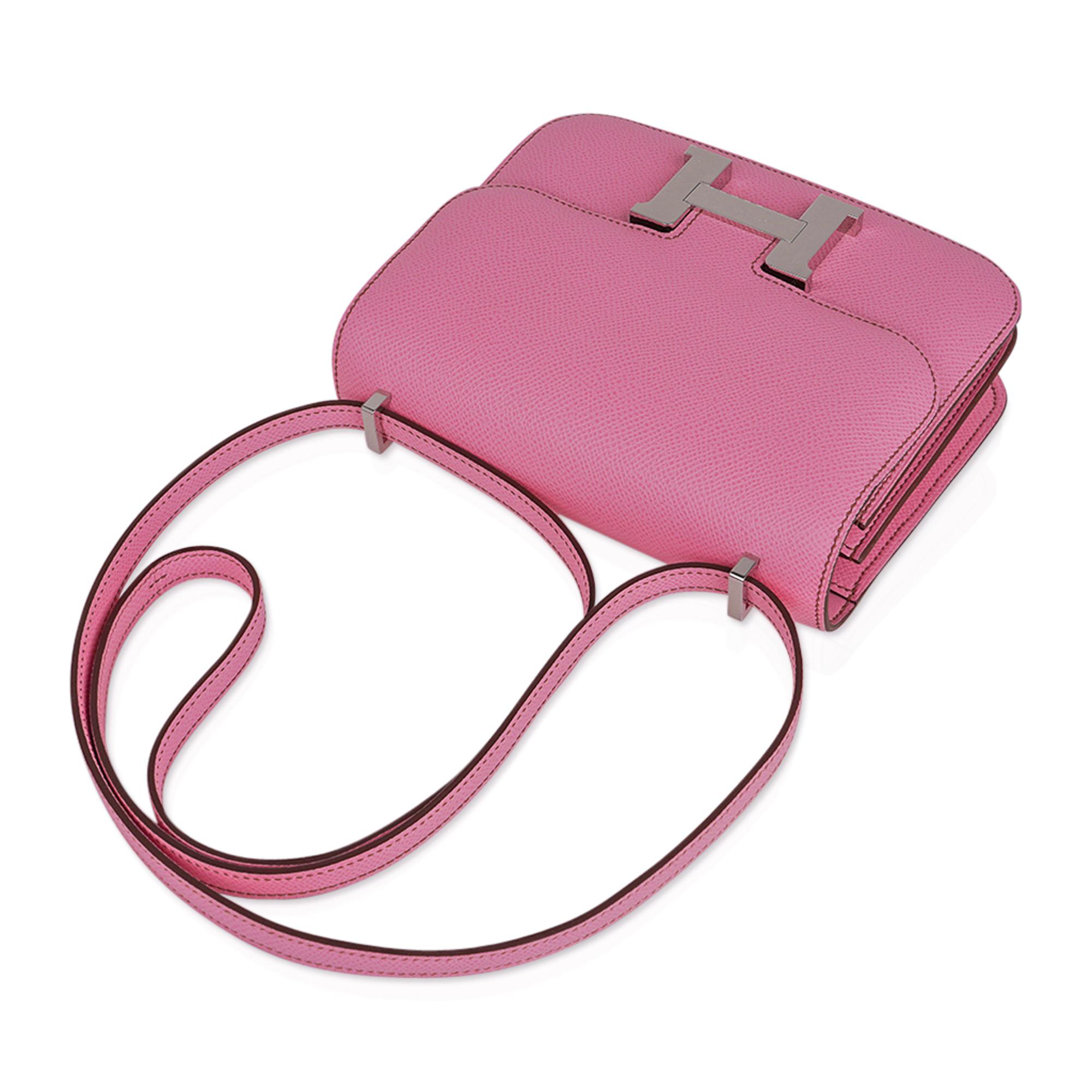 Hermes Constance 18 Mini Bag 5P Pink Epsom Palladium Hardware In New Condition In Miami, FL