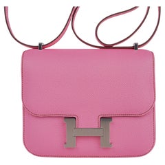 Used Hermes Constance 18 Mini Bag 5P Pink Epsom Palladium Hardware