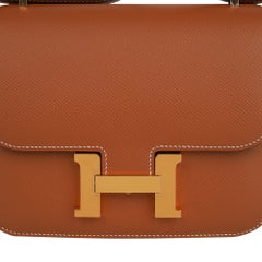 Hermes Constance 18 Mini Bag Gold w/ Gold Hardware Epsom Leather