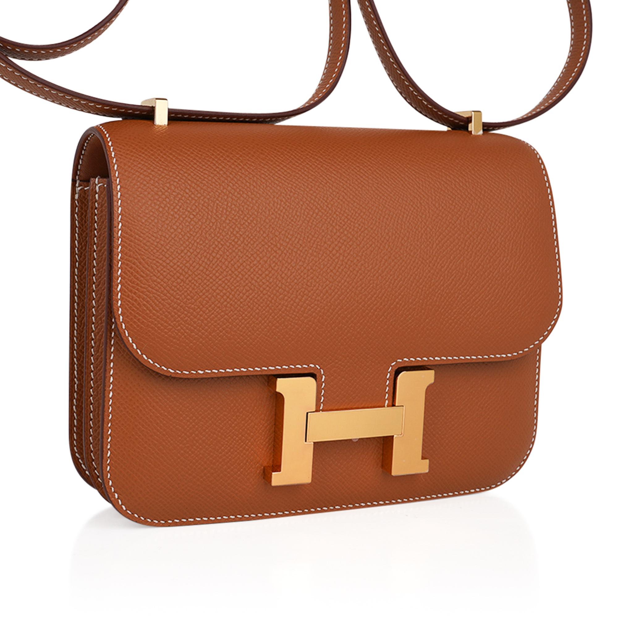 Brown Hermes Constance 18 Mini Bag Gold w/ Gold Hardware Epsom Leather