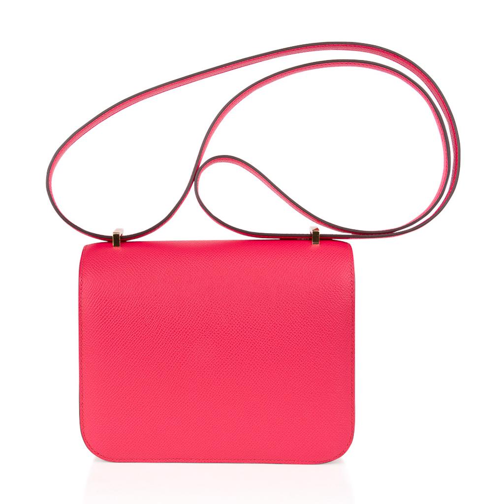 Hermes Constance 18 Mini Bag Rose Extreme Pink Epsom Gold Hardware en vente 4