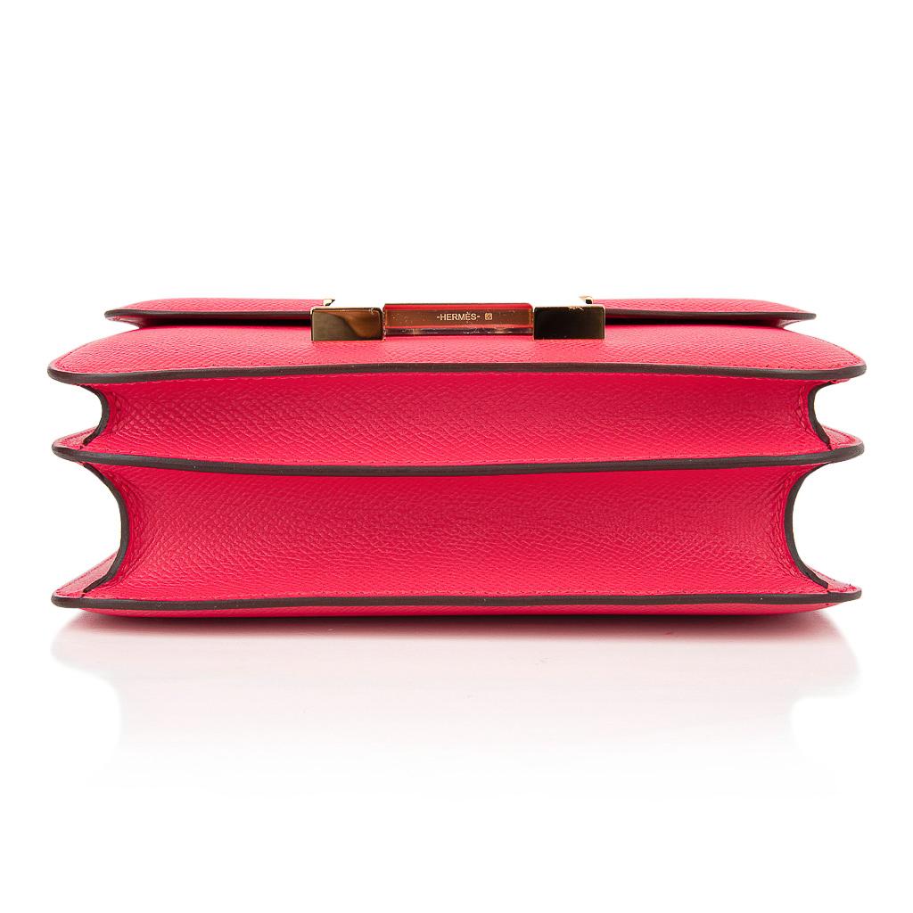 Hermes Constance 18 Mini Bag Rose Extreme Pink Epsom Gold Hardware en vente 5