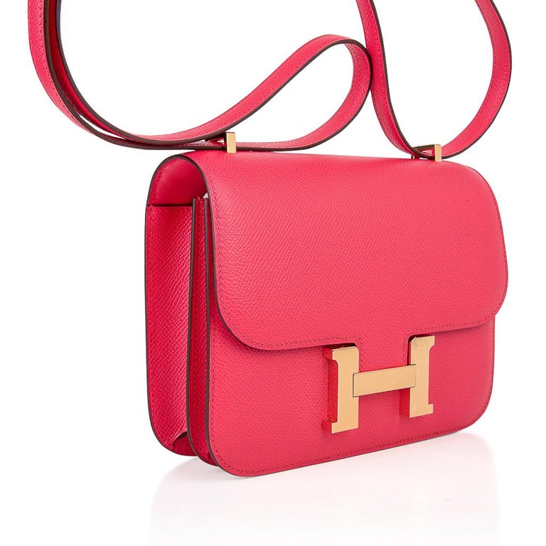 Hermes Constance 18 Mini Bag Rose Extreme Pink Epsom Gold Hardware For Sale  at 1stDibs
